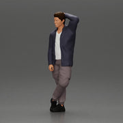 Fashion model posing casually in open shirt cargo pants relaxed stance - Only-Games