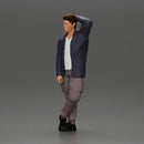 Fashion model posing casually in open shirt cargo pants relaxed stance - Only-Games