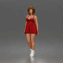 Standing woman in Sleeveless Bow Dress With Platform Ankle Boots