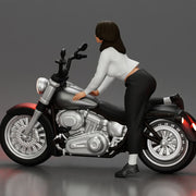 Woman in White Sweater and Black Pants Riding Motorcycle - Only-Games