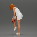 Woman in white towel lifting leg while putting on red underwear - Only-Games