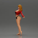 Golden dancer spins gracefully wearing red top and black bikini - Only-Games