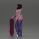 Skater girl wearing crop top cargo pants relaxed pose - Only-Games