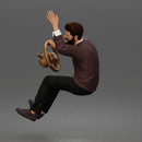 Frustrated Driver In Sweater Shirt Trousers Holding Steering Wheel