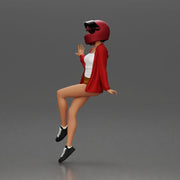 woman in Red Jacket and Helmet Sitting on the Motorbike - Only-Games