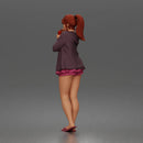 woman Drinking In Long Cardigan Tank Ruffled Skirt Sandals