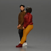 Couple in winter outfits stands by car, calm and stylish. - Only-Games