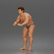 Bodybuilder flexes muscles posing trunks onstage powerhouse - Only-Games