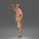 Cheerful Beach Tourist Posing in Open Shirt Shorts and Sandals