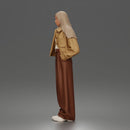 Relaxed Hijab Stander Posing in Jacket Shirt Pants and Sneakers
