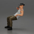 Man in hat smoking pipe leaning back with cool style - Only-Games
