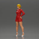 Stylish woman in red long hoodie with hands on hips showing elegance - Only-Games