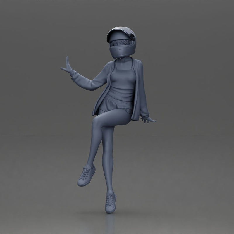 woman in Red Jacket and Helmet Sitting on the Motorbike - Only-Games
