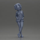 Stylish woman posing confidently with voluminous hair and trendy outfit - Only-Games