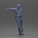 Graceful woman leaning on the car in magenta and lavender striking relaxed stylish pose - Only-Games