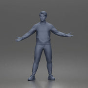 Casual presenter man character open arms pose in turtleneck sweater outfit - Only-Games