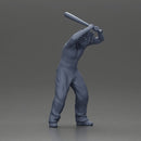 gangster man with curly hair swings baseball bat with powerful intent - Only-Games