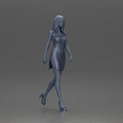 Woman in Red Dress and Heels Walking with Confident Stride - Only-Games