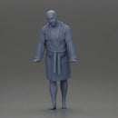 Man in White Robe Posing with Bare Feet and Open Hands - Only-Games