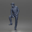 Confident Man Strutting In Long Sleeve Shirt Necktie Trousers Suspenders And Fedora