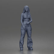 Woman strolls wearing crop top cargo pants bunny backpack sneakers - Only-Games