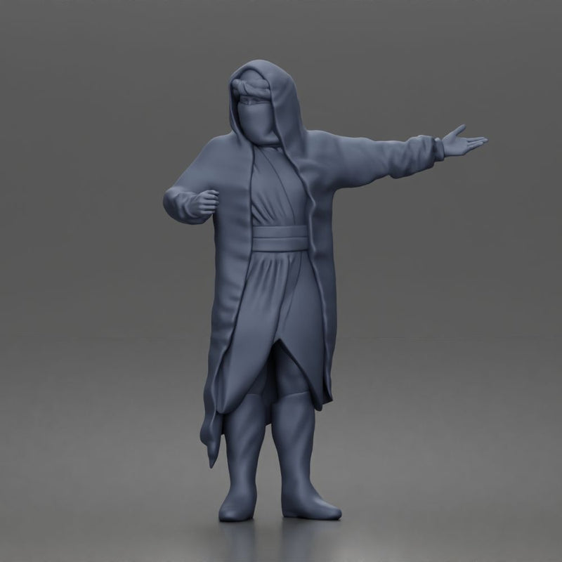 Desert Wanderer Guide Character in Hooded Robe and Masked Outfit - Only-Games