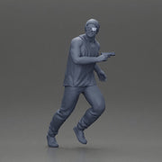 Gangster Man in Beanie Sunglasses Tank Pants Sneakers Running with Gun - Only-Games
