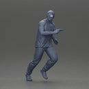 Gangster Man in Beanie Sunglasses Tank Pants Sneakers Running with Gun - Only-Games