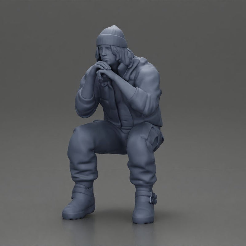 Gangster sitting in thought dressed casually with a beanie and jacket - Only-Games