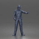 Confident Sheriff Standing Firm in Classic Western Outfit and Hat