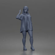 Standing Woman Waving Hand In Off Shoulder Top Platform Boots - Only-Games