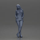 Stylish woman in red blazer dress and boots posing with crossed legs - Only-Games