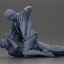 Man Confronting Opponent in Intense Struggle on the Street Man Lying on the Ground, Defending Himself from an Attack - Only-Games