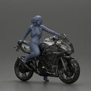 Stylish Rider on Sleek Black Motorcycle with Red Accents - Only-Games