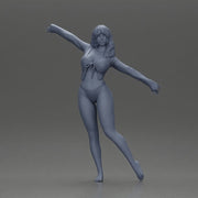 Golden dancer spins gracefully wearing red top and black bikini - Only-Games
