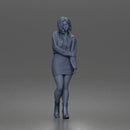 Stylish Woman Standing Gracefully Wearing Jacket Skirt And Boots