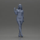 Elegant fashion model in pink mini dress and heels posing - Only-Games