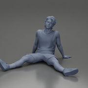 Casual Pose Relaxed Man Sitting with Comfortable Clothing and Footwear - Only-Games