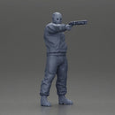 Masked man in black jacket aims shotgun with determined gaze - Only-Games