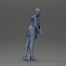 Stylish Woman in Green Dress and White Heels with Pose - Only-Games