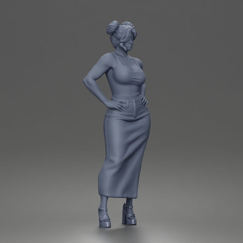 Confident Woman Posing Boldly While Rocking Dramatic Slit Skirt Look