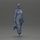 Strong woman power walking with dumbbells wearing white top and red pants - Only-Games