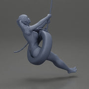 Sexy Girl in onepiece Enjoying a Fun Swinging Adventure on Tire - Only-Games