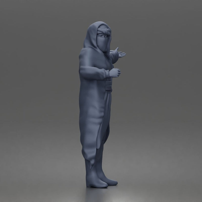 Desert Wanderer Guide Character in Hooded Robe and Masked Outfit - Only-Games
