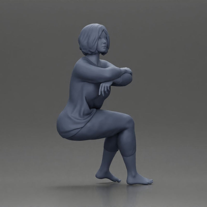Calm woman sits midair with grace arms folded legs crossed in peace - Only-Games