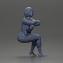 Calm woman sits midair with grace arms folded legs crossed in peace - Only-Games