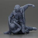 Man Confronting Opponent in Intense Struggle on the Street Man Lying on the Ground, Defending Himself from an Attack - Only-Games