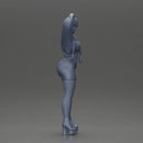 Woman in purple outfit striking a playful pose with braids and heels - Only-Games