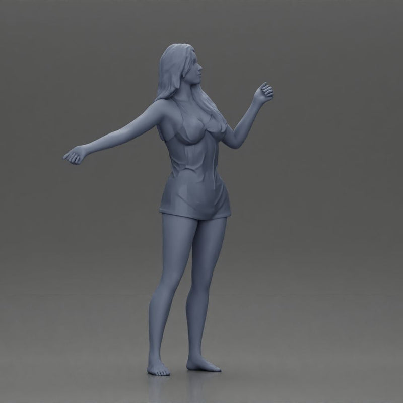woman wearing a wet shirt moving gracefully with her arms in motion - Only-Games