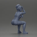 Stylish woman in red dress and sneakers striking dynamic pose - Only-Games